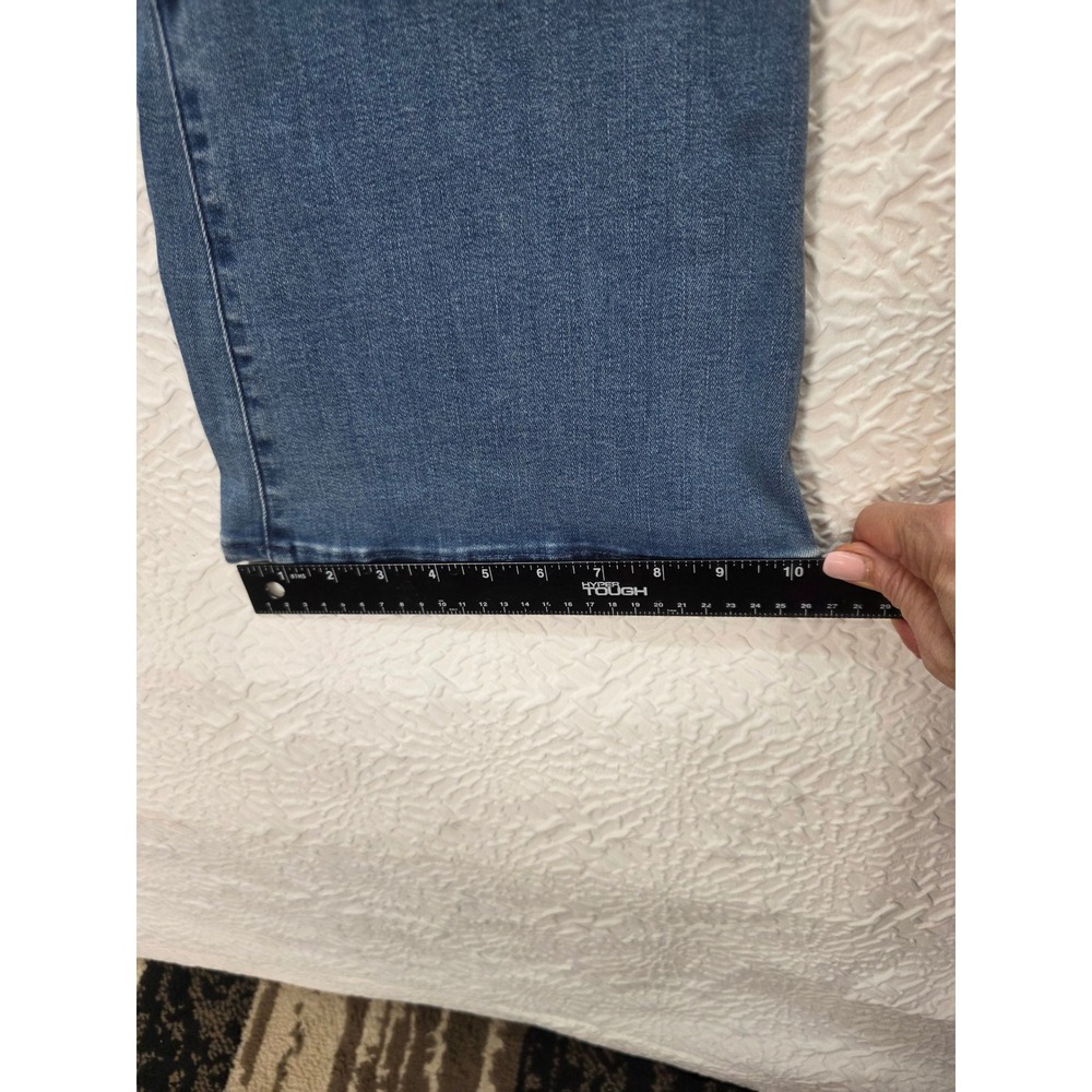 Quince Nina Pull on Stretch Flare Jeans Women Size L Laguna Blue Excellent Denim - Picture 8 of 12